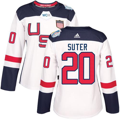 Team USA #20 Ryan Suter White 2016 World Cup Women's Stitched NHL Jersey